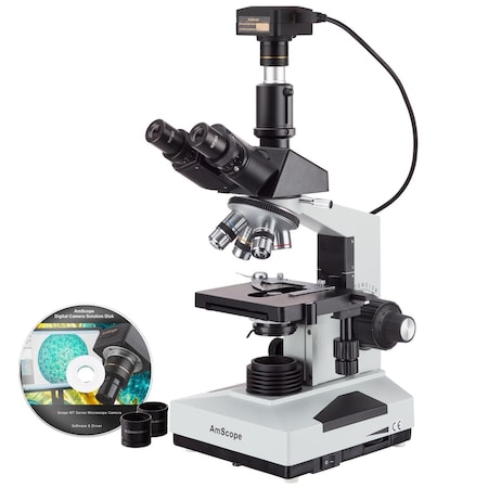 Amscope 40X to 2000X Trinocular LED Compound Microscope, 10MP USB 3 C-mount Camera T490B-LED-10m3